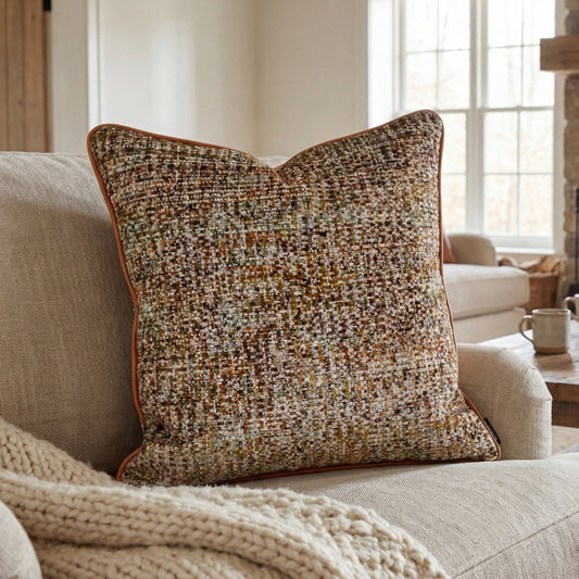 Amber Ember Bouclé Cushion Cover