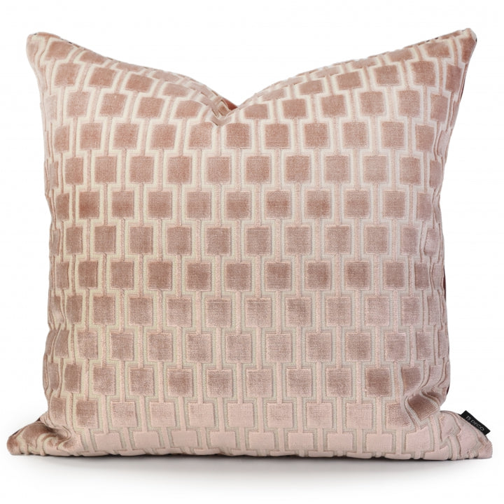 Nude Rose Lattice Cushion Cover