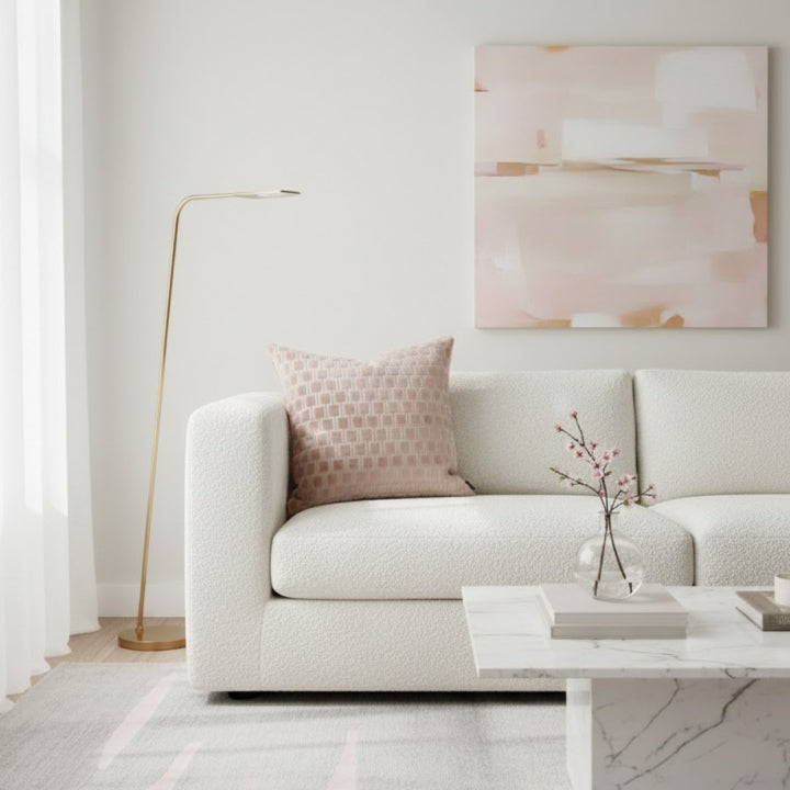 Nude Rose Lattice Cushion Cover