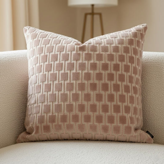 Nude Rose Lattice Cushion Cover