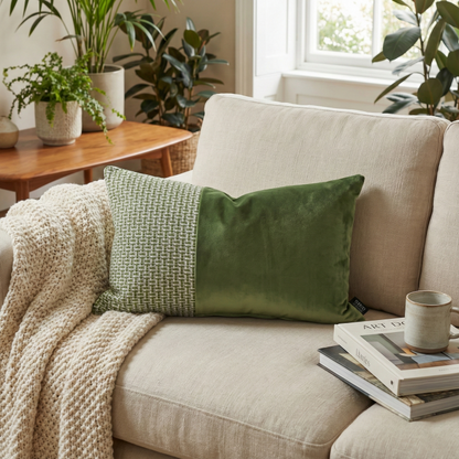 Emerald Basketweave Lumbar Cushion Cover