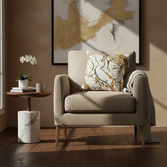 Gilded Marble Cushion Cover